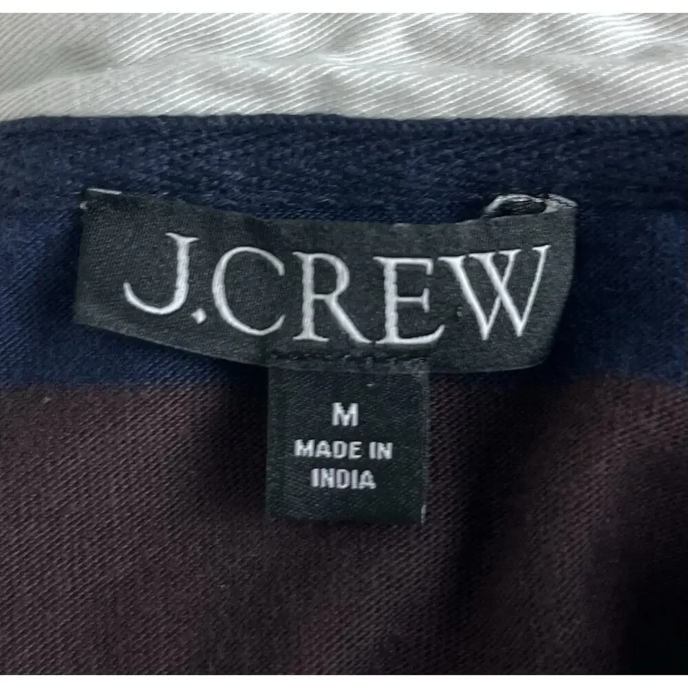 J. Crew Premium Weight Classic Embellished Stripe Preppy Rugby Shirt Size Medium